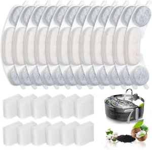 12 Pack Replacement Filters and Sponge for smartoo 7L / 236oz / 1.8Gal Stainless Steel Dog Water Fountain, 12 Filters   12 Sponge