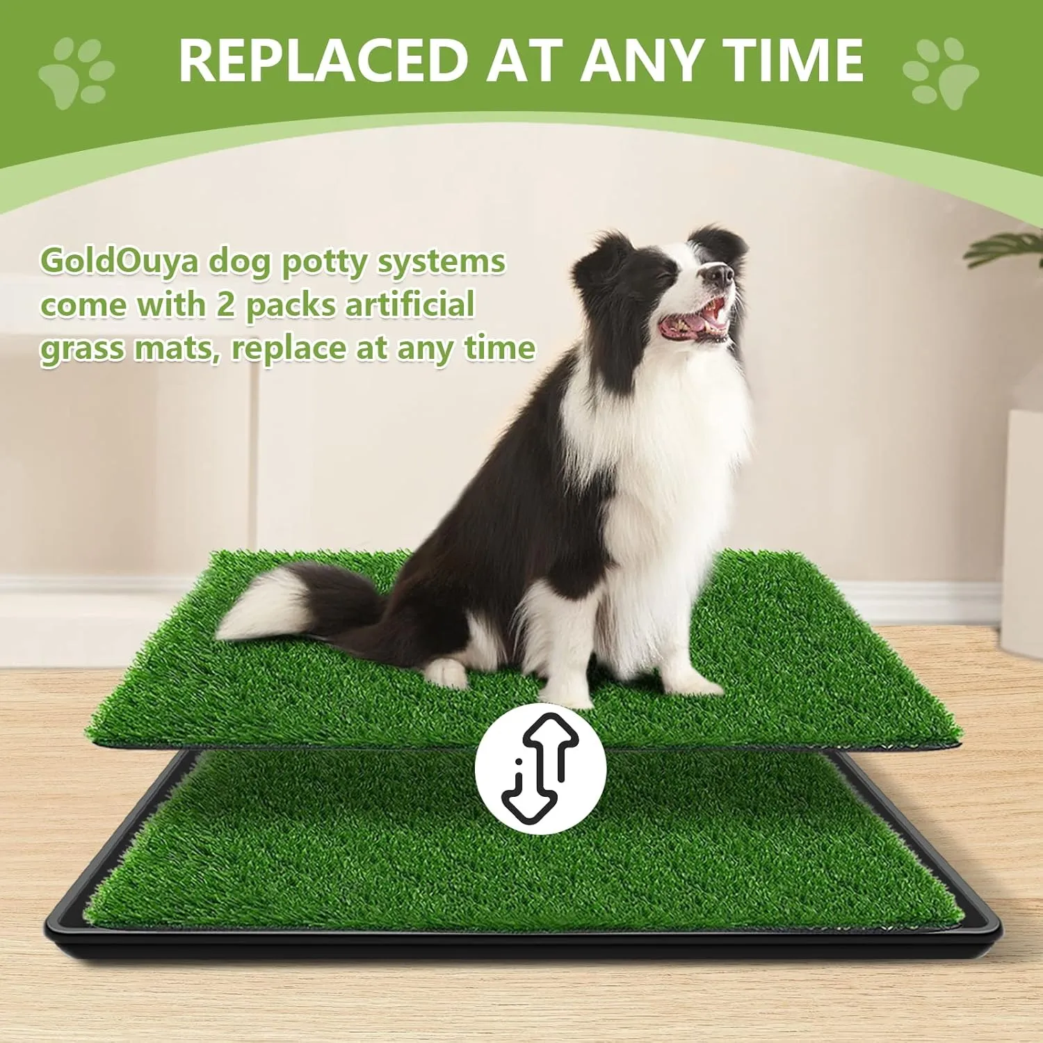 35.4 x 24 in Dog Grass Pad with Tray for Indoor/Outdoor Large Dog Potty Training, Dog Litter Box is a Complete Potty System, Grass Pee Pads for Dogs with Tray is Reusable and Easy to Clean