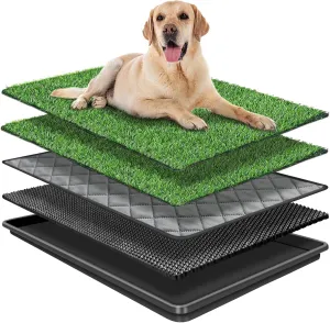 35.4 x 24 in Dog Grass Pad with Tray for Indoor/Outdoor Large Dog Potty Training, Dog Litter Box is a Complete Potty System, Grass Pee Pads for Dogs with Tray is Reusable and Easy to Clean