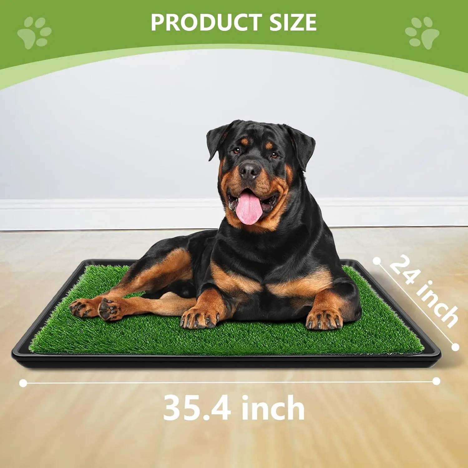 35.4 x 24 in Dog Grass Pad with Tray for Indoor/Outdoor Large Dog Potty Training, Dog Litter Box is a Complete Potty System, Grass Pee Pads for Dogs with Tray is Reusable and Easy to Clean