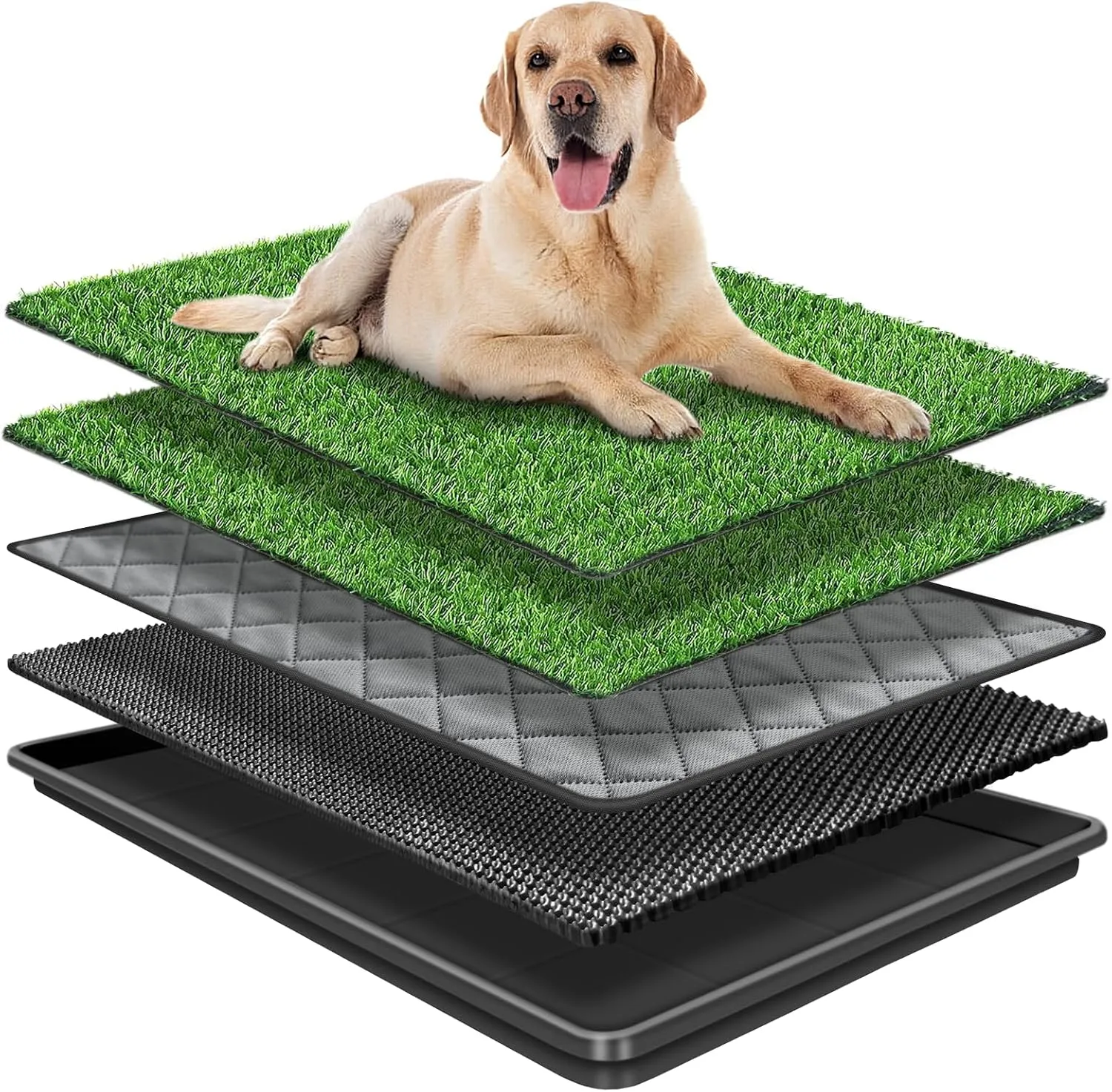 35.4 x 24 in Dog Grass Pad with Tray for Indoor/Outdoor Large Dog Potty Training, Dog Litter Box is a Complete Potty System, Grass Pee Pads for Dogs with Tray is Reusable and Easy to Clean