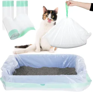 50 Pcs Cat Litter Box Liners, Tear Resistant Heavy Duty Cat Litter Bags with Drawstring, Pre-Separated for Easy Access, Easy Cleanup