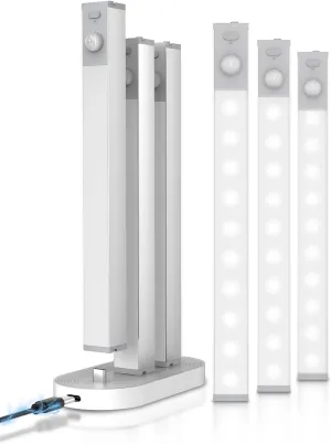 6 Pack Led Under Cabinet Lights Wireless with Charging Station, 7 Rechargeable Motion Sensor Light Indoor, Dimmable Closet Lights for Cabinets, Bookshelf, Stair, Hallway