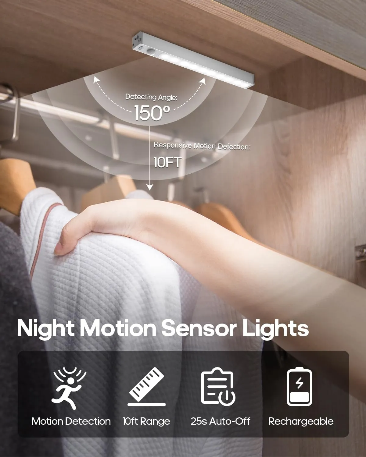 6 Pack Led Under Cabinet Lights Wireless with Charging Station, 7 Rechargeable Motion Sensor Light Indoor, Dimmable Closet Lights for Cabinets, Bookshelf, Stair, Hallway