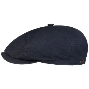 6 Panel Structure Linen Flat Cap by Stetson