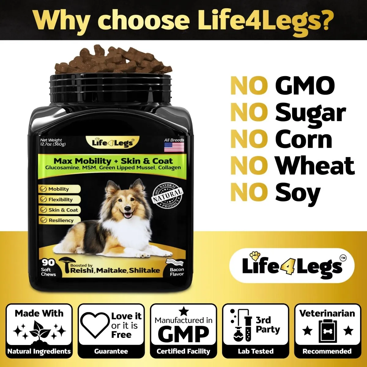 90 Hip and Joint Chews    Skin and Coat Supplement