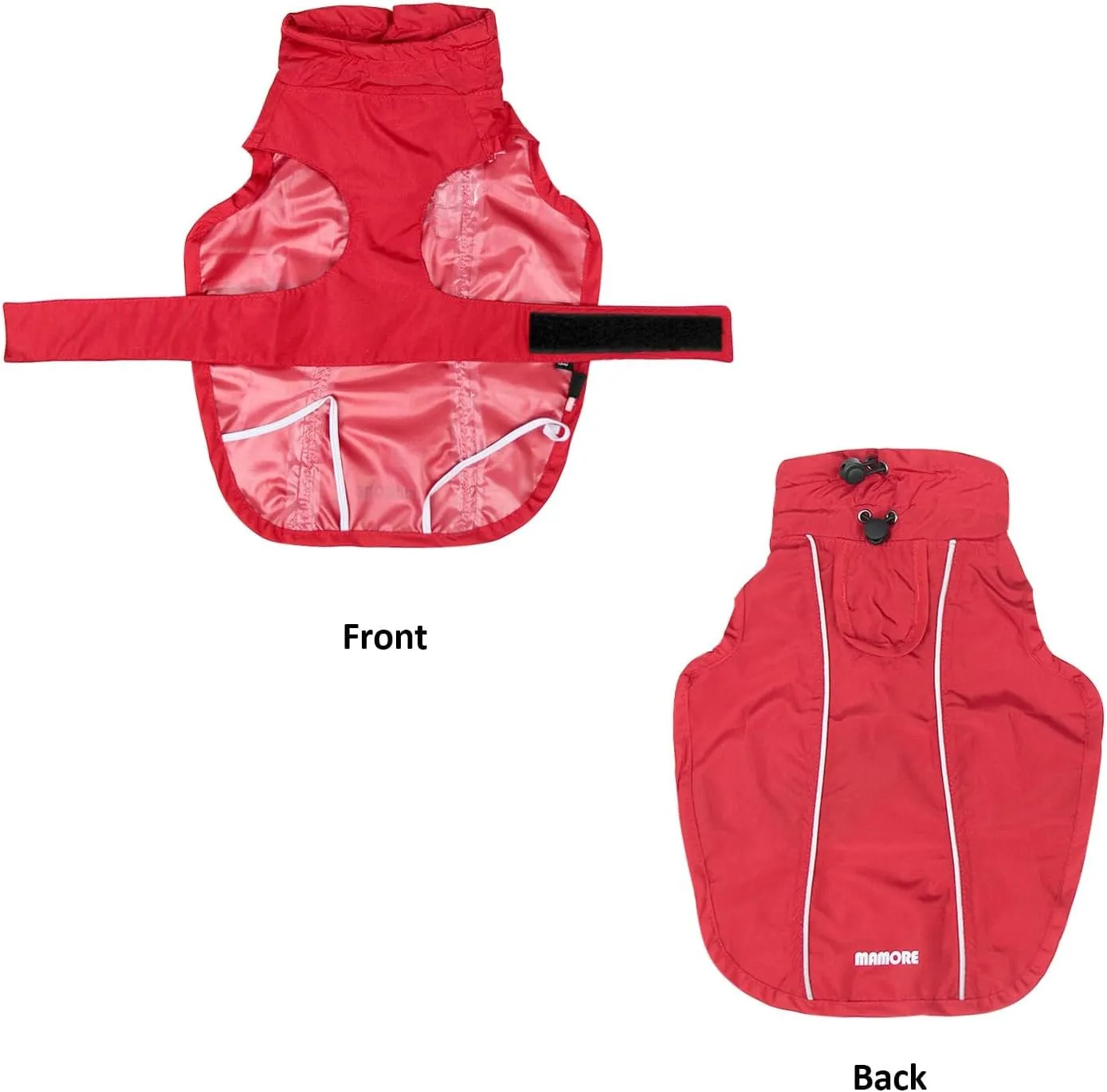 Adjustable Waterproof Dog Raincoat for Dogs,Lightweight Pet Rain Jacket Puppy Clothes with Reflective Strip for Small Medium Large Dogs (Red, Medium)