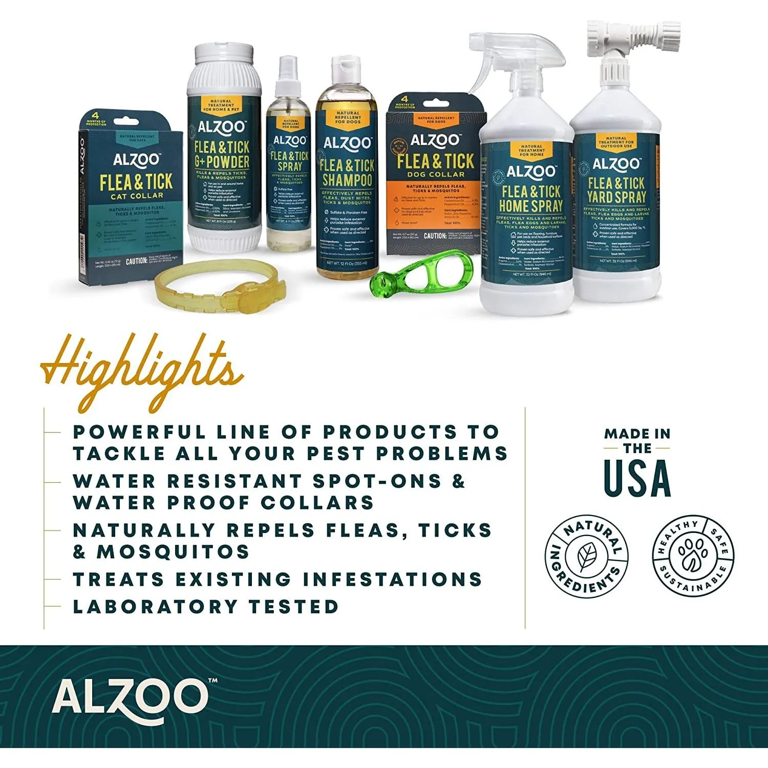 ALZOO Flea & Tick Dog Collar with Natural Diffusing Active Ingredients