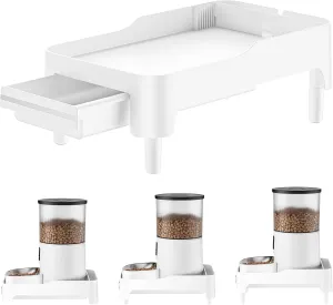 Automatic Cat Feeder Stand: Elevated Holder Automatic Pet Feeder for Cat and Dog, 3 Adjustable Height Raised Food Dispenser Shelf Suitable for Most Pet Feeders& Water Dispenser with Drawer