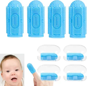 Baby Finger Toothbrush 4 Pcs Silicone Finger Tooth Brushing Baby Toothbrush Infant Tooth Brush Toddler Fingers toothbrushes with 4 Travel Case