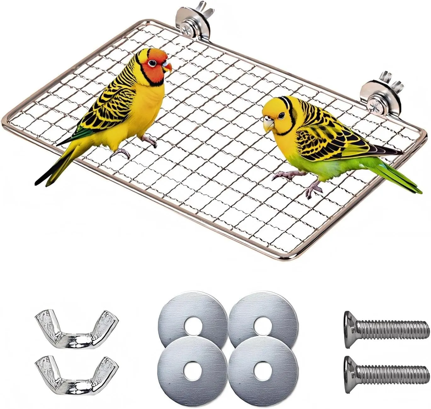 Bird Perches Platform,Stainless Steel Shelves for Bird Cage,Parrot Platform Perches for Birds-Safe Bird Shelf Stand for Cage Accessories,Suitable for Small to Large Birds(Rectangle)