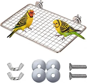 Bird Perches Platform,Stainless Steel Shelves for Bird Cage,Parrot Platform Perches for Birds-Safe Bird Shelf Stand for Cage Accessories,Suitable for Small to Large Birds(Rectangle)