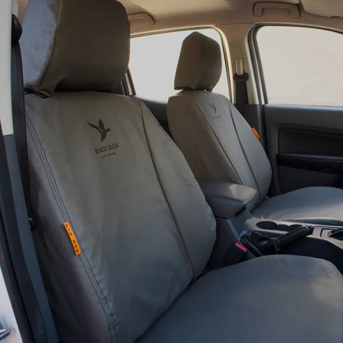Black Duck Canvas Seat Covers Suits Nissan Navara D40 RX Dual Cab 11/2005-3/2009 Grey