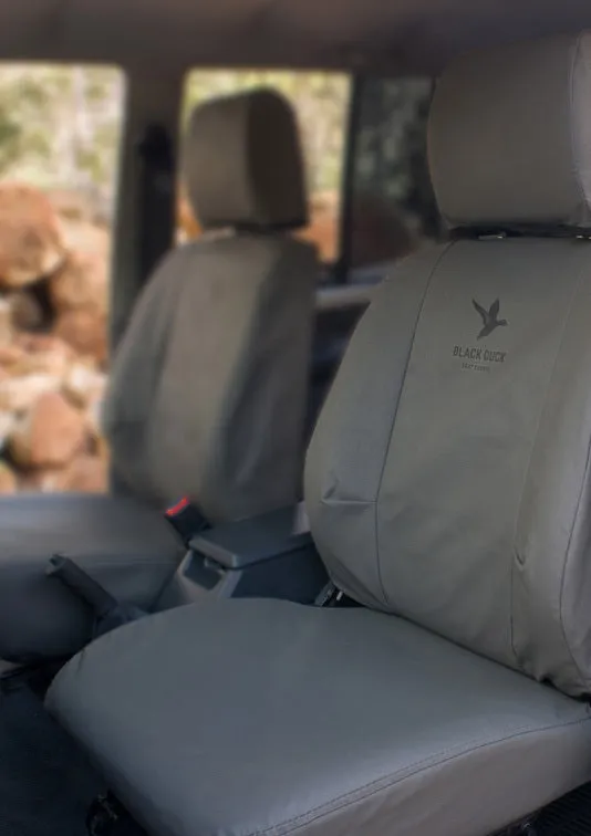 Black Duck Canvas Seat Covers Suits Nissan Navara D40 RX Dual Cab 11/2005-3/2009 Grey