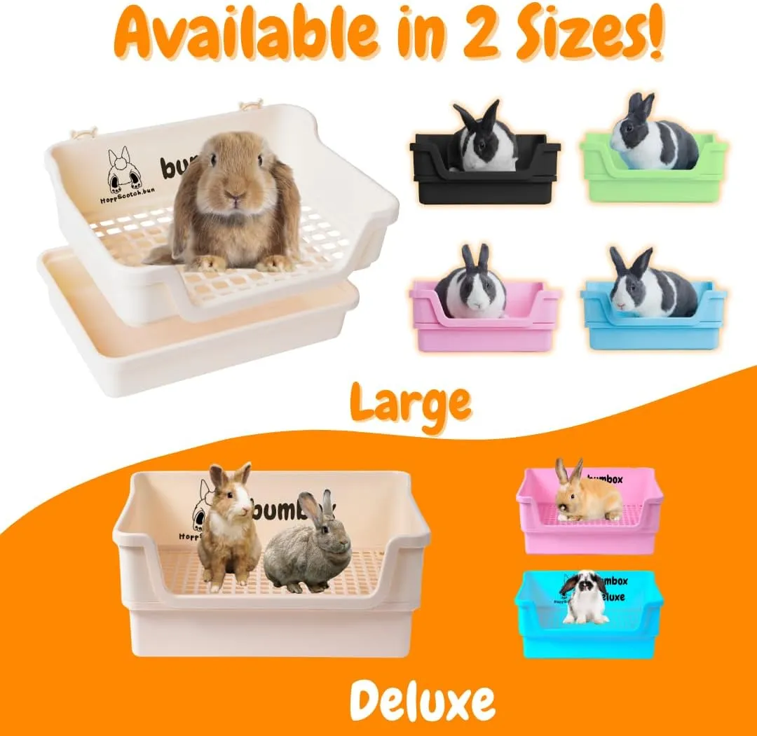 Bumbox Rabbit Large Litter Box, Training Rabbit Cage with Toilet Tray for Adult Hamster, Bunny, Ferret, Small and Large Animal, 15.75 Inches (Black)