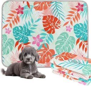 BVAGSS Washable Pee Pads for Dogs, 2 Pack Reusable Leakproof Puppy Wee Wee Pad, Non-Slip Waterproof Pet Training Pads, Super Absorbent Whelping Pads XH081 (Green Palm Leaves, 24X18 Inch (Pack of 2))