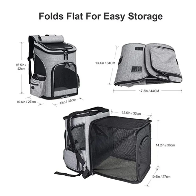 Cat Backpack Carrier Expandable Breathable Mesh Room Extension