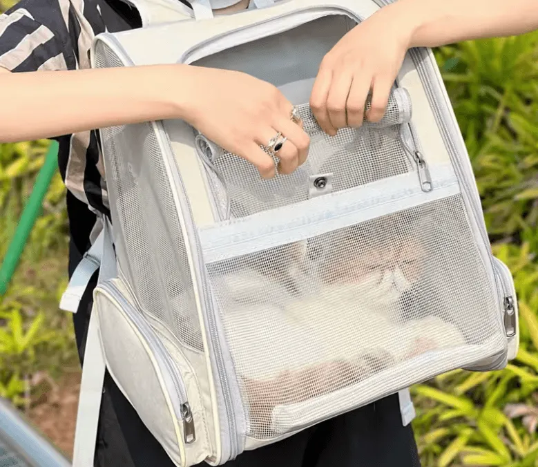 Cat Backpack Harness & Carrier - Airline Approved, Foldable Travel Bag for Cats & Puppies