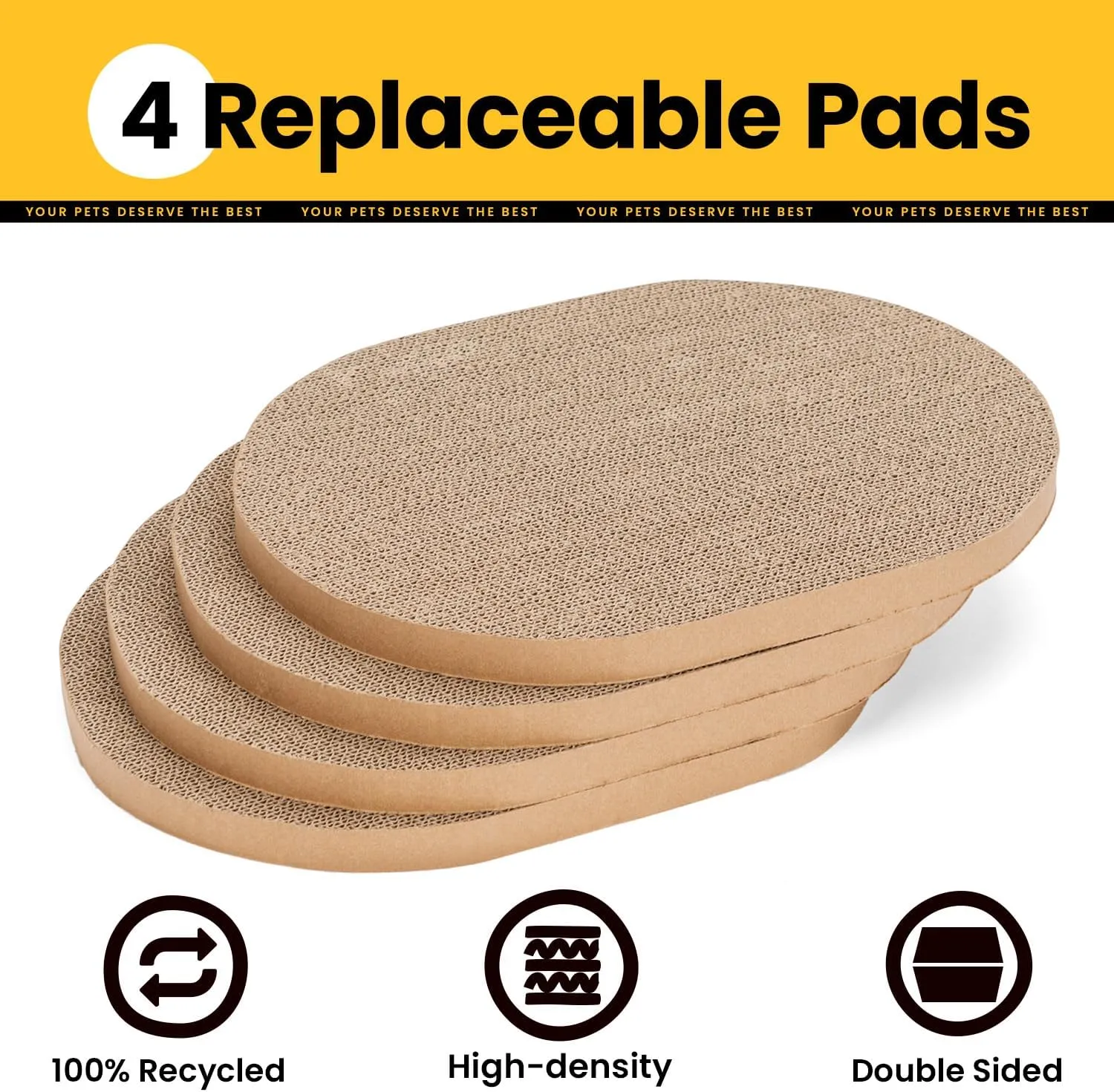 Cat Scratcher Box with 4 Cat Scratching Board Reversible Scratch Pad, Heavy Duty Corrugated Cardboard Pet Bed Lounger Kitty Scratchers for Indoor, Protects Furniture,Kittens Gifts-Large