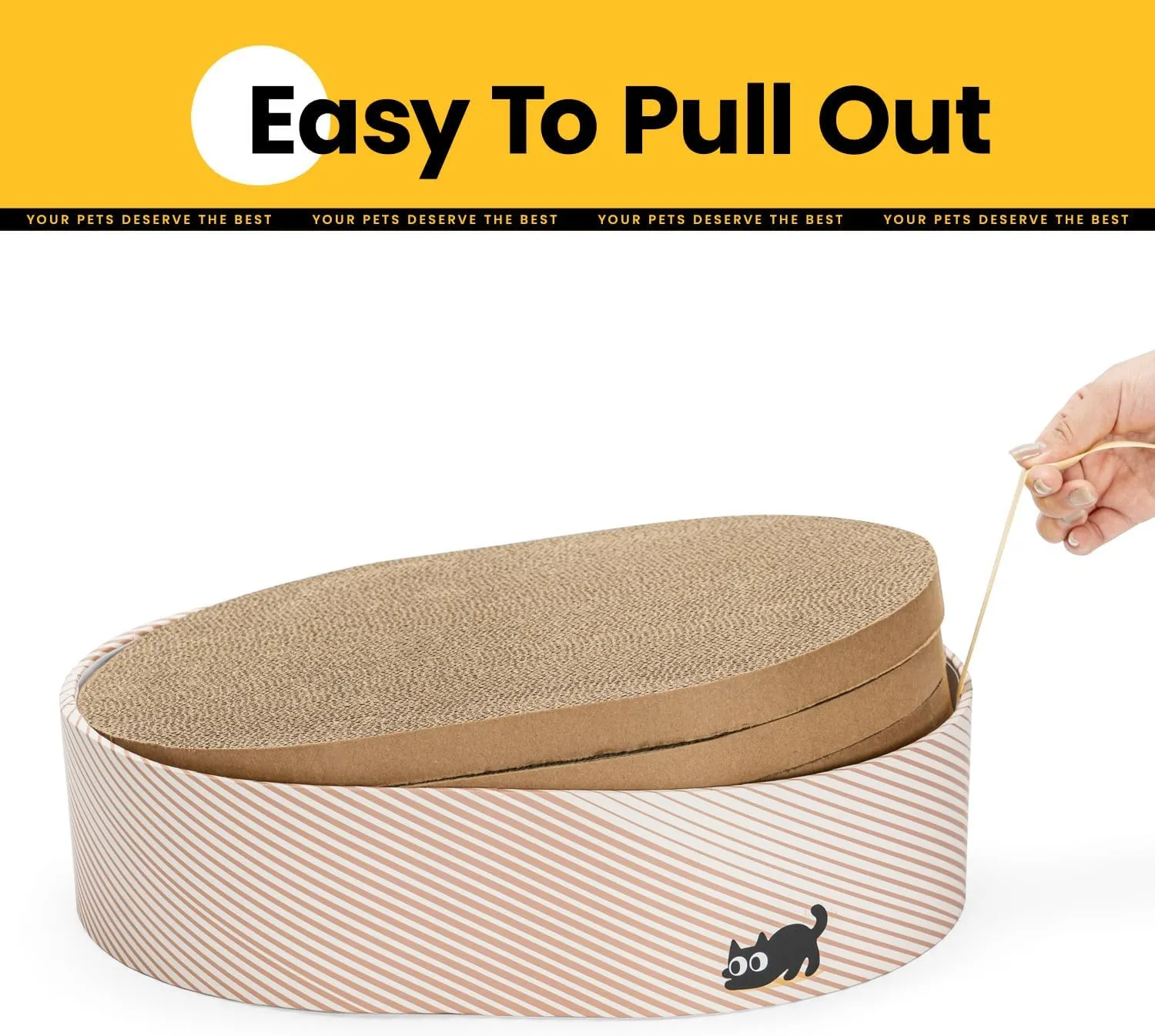 Cat Scratcher Box with 4 Cat Scratching Board Reversible Scratch Pad, Heavy Duty Corrugated Cardboard Pet Bed Lounger Kitty Scratchers for Indoor, Protects Furniture,Kittens Gifts-Large