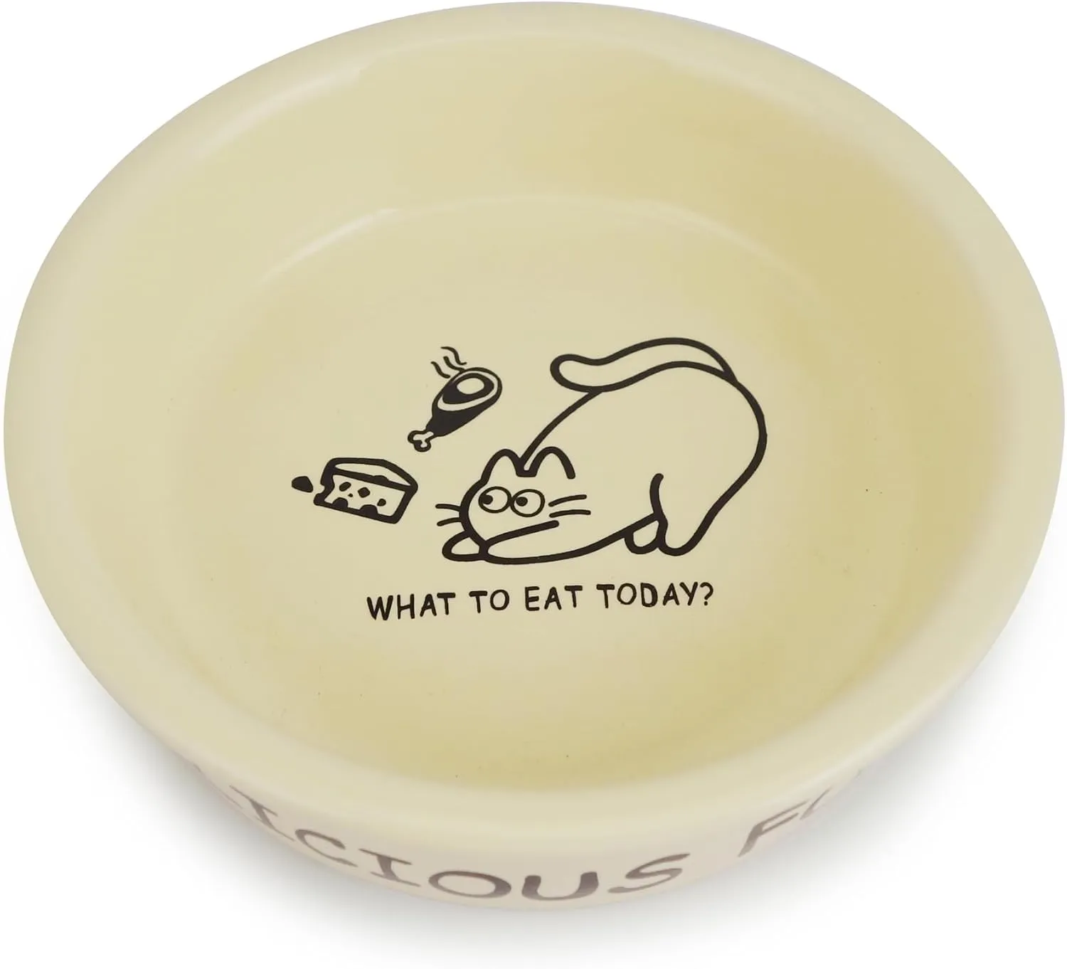 Ceramic Cat Feeder, 5.1in Shallow Design Food Bowl, Small Pet Dishes for Cats, Kitten, Dishwasher Safe