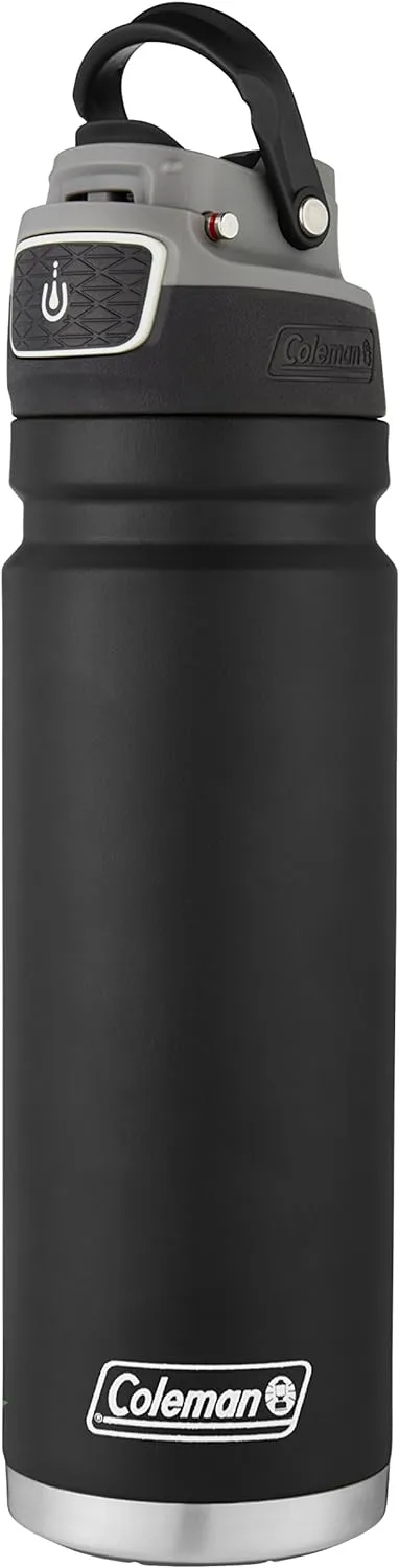 Coleman Autoseal FreeFlow Stainless Steel Water Bottle, Black, 24oz