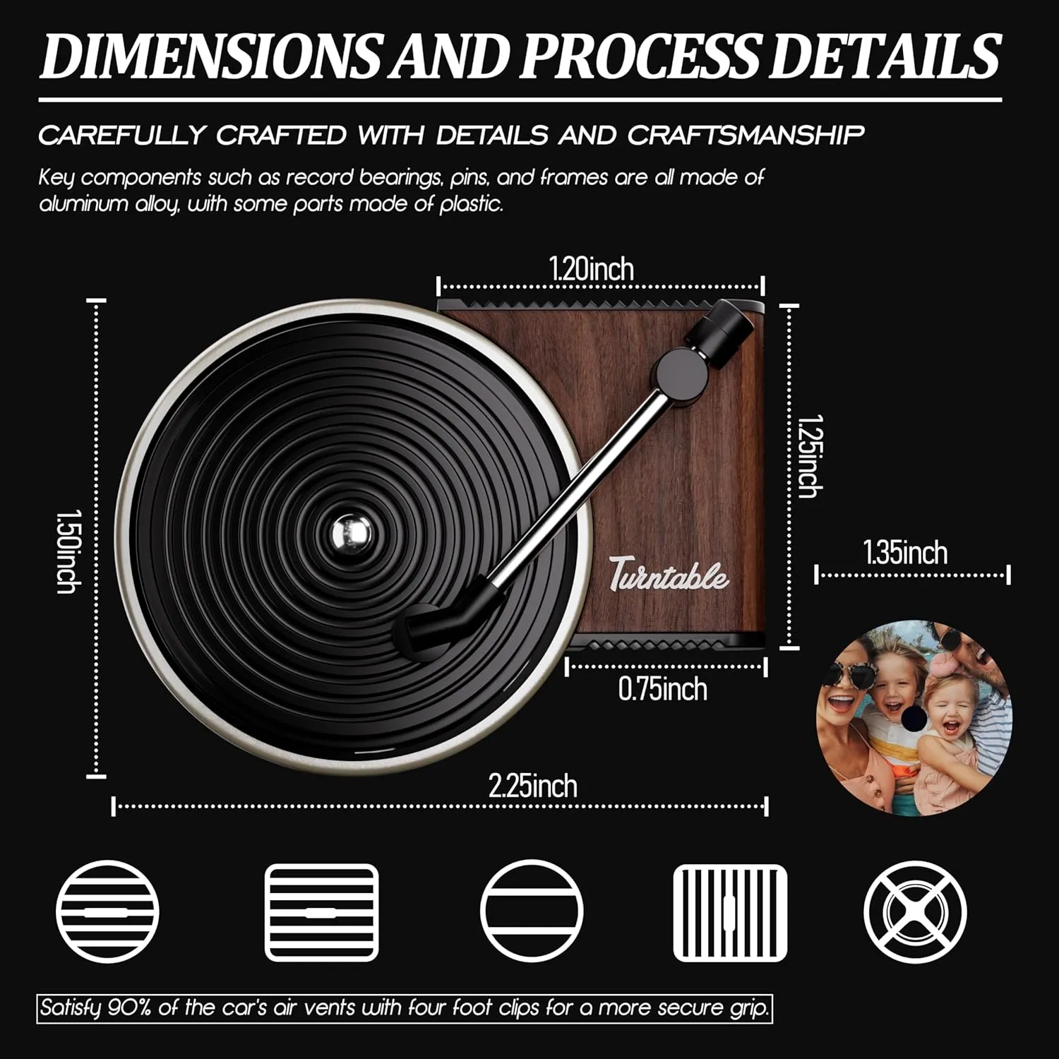 Customized Photo Car Air Freshener, Double-Sided Record Player Design, Unique Turntable Vinyl Shape,Meaning Gifts for Dad, Mom, Friends, Colleagues9pcs