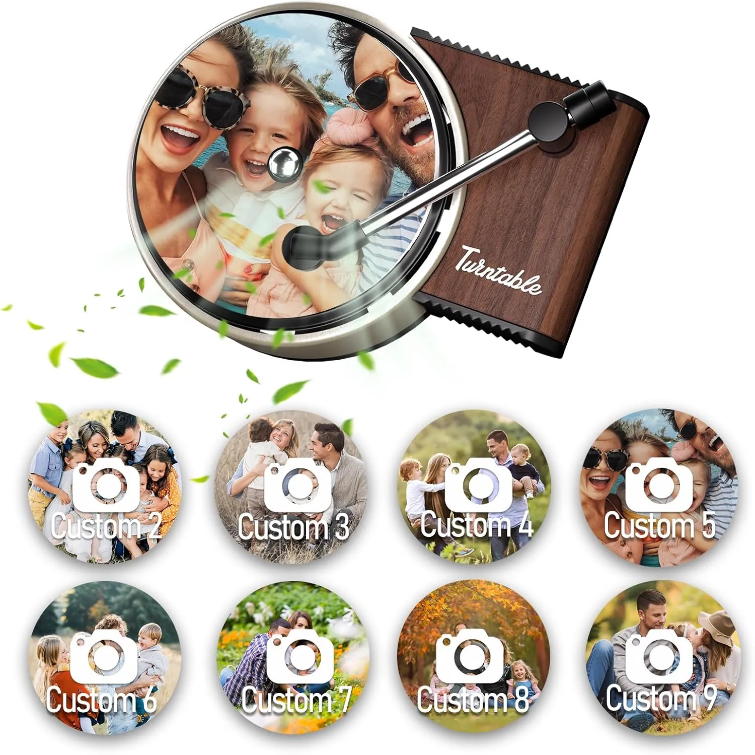 Customized Photo Car Air Freshener, Double-Sided Record Player Design, Unique Turntable Vinyl Shape,Meaning Gifts for Dad, Mom, Friends, Colleagues9pcs