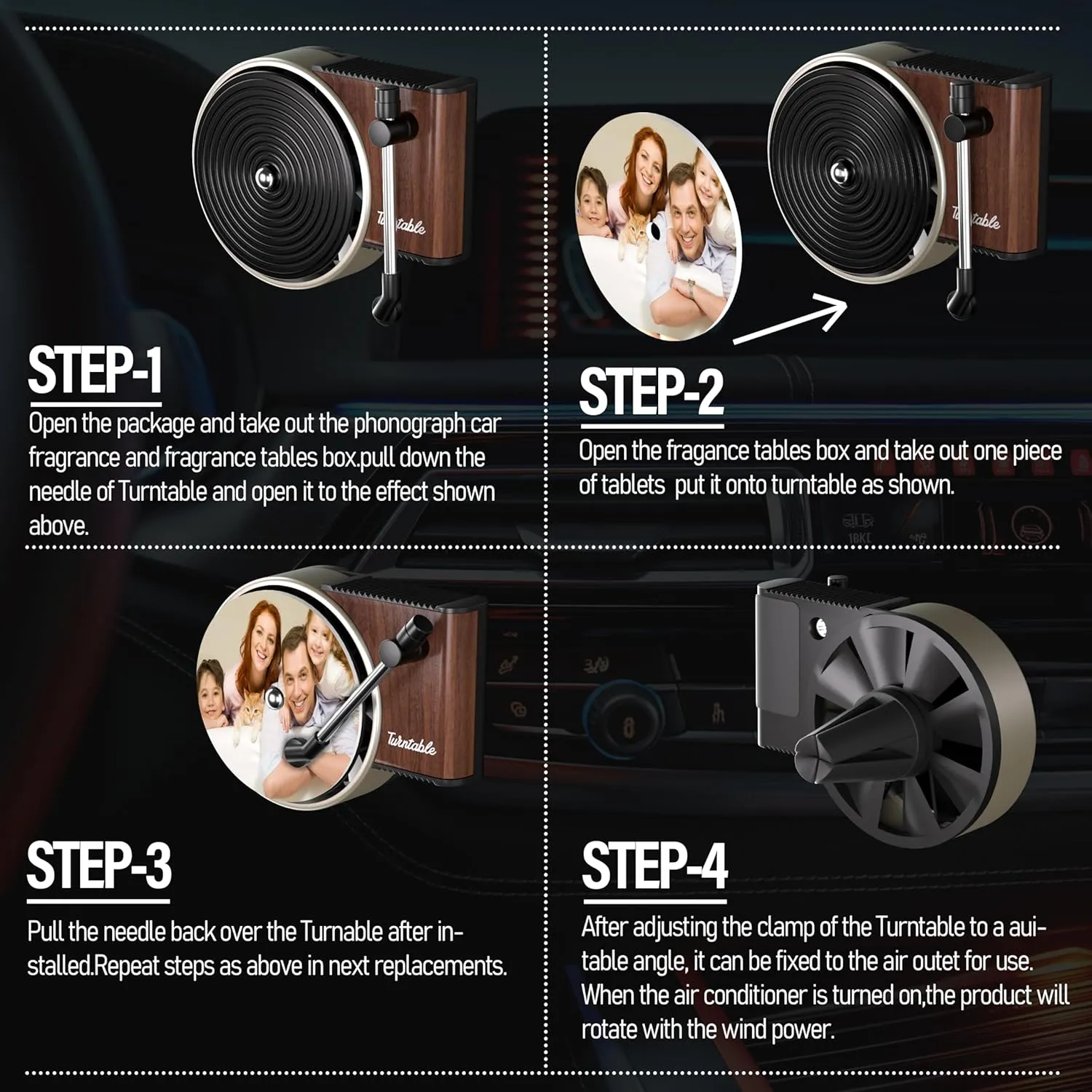 Customized Photo Car Air Freshener, Double-Sided Record Player Design, Unique Turntable Vinyl Shape,Meaning Gifts for Dad, Mom, Friends, Colleagues9pcs