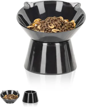 Detachable Elevated Cat Bowls, 15 Tilted Raised Cat Food Bowl Anti-Vomiting,Whisker Friendly, Adjustable Cat Dishes for Protecting Spine,Adult Kitten
