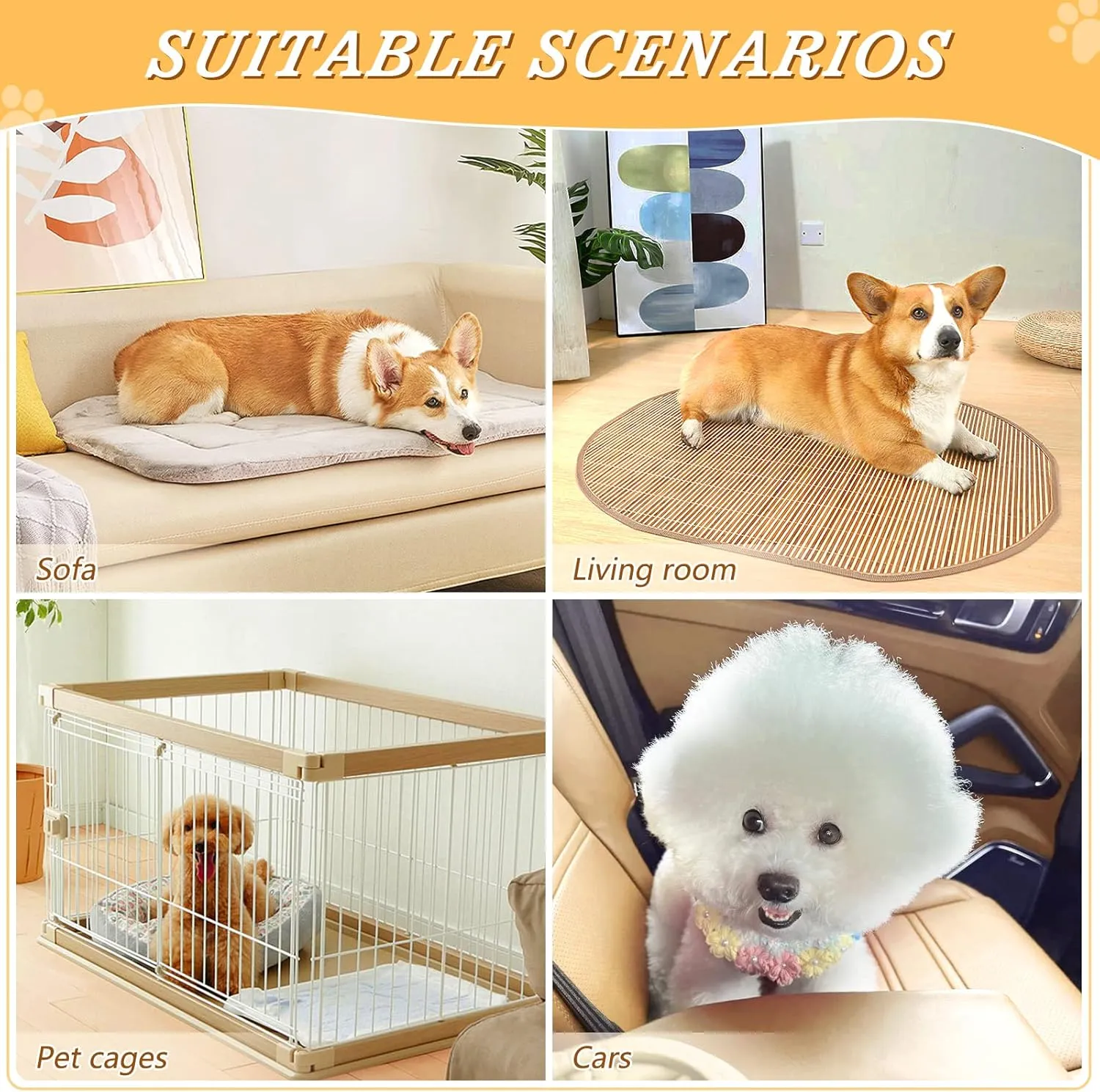 Dog Cooling Mat Ice-Cold Pad for Cat Medium Pet Summer Sleeping Mat Cute Travel Cooling Fiber Cool Down Breathable Comfortable Folding Storage Star