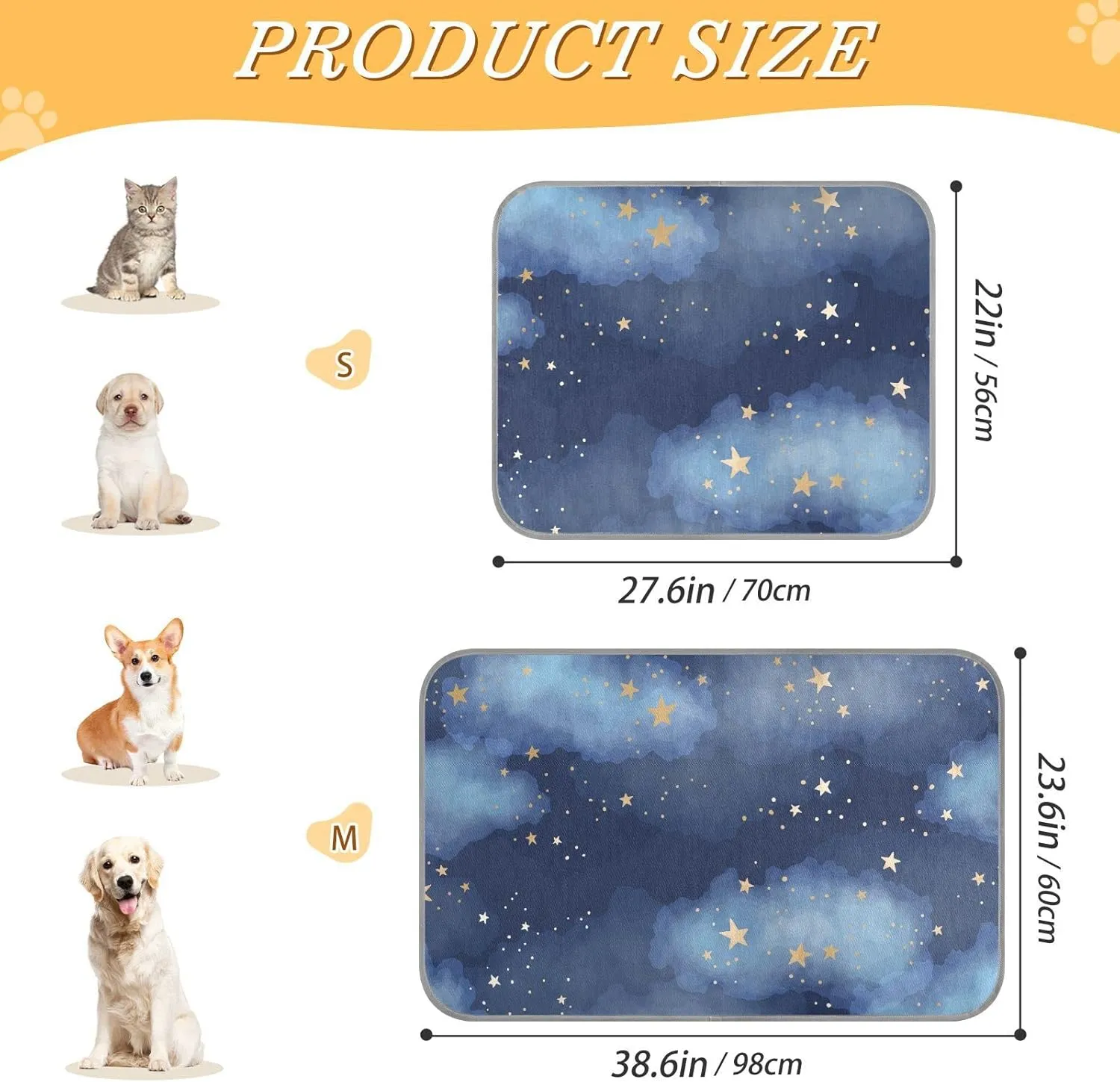 Dog Cooling Mat Ice-Cold Pad for Cat Medium Pet Summer Sleeping Mat Cute Travel Cooling Fiber Cool Down Breathable Comfortable Folding Storage Star