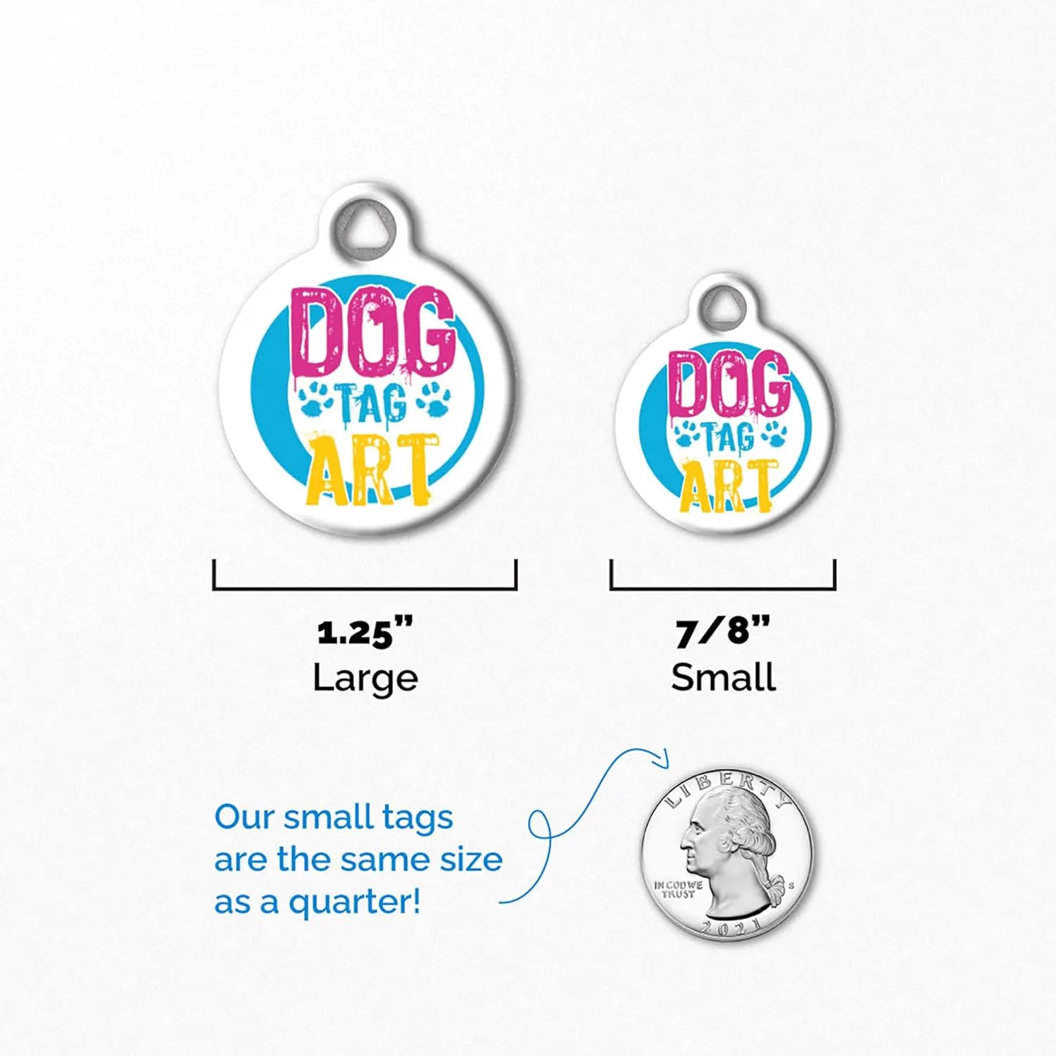 Dog Tag Art America Shield Personalzied Pet ID Tag for Dogs and Cats, Silent Polymer Coated Stainless Steel Nametag with Customized Identification Information, Large 1.25" Diameter