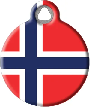 Dog Tag Art Norwegian Flag Personalized Pet ID Tag for Dogs and Cats, Silent Polymer Coated Stainless Steel Flag of Norway Nametag with Customized Identification Information - Large 1.25" Diameter