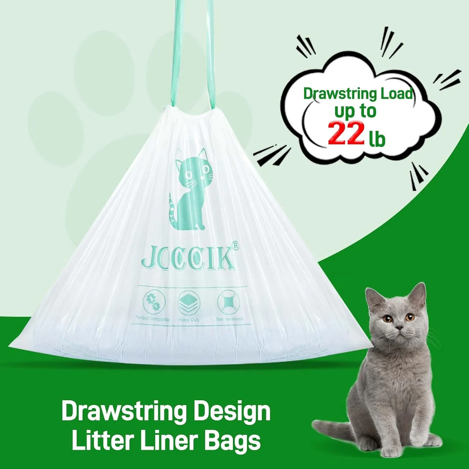 Drawstring Litter Box Liners Compatible with Robot, Heavy Duty Self-Cleaning Litter Boxes Waste Drawer Liners Replacement Bags (100pcs)