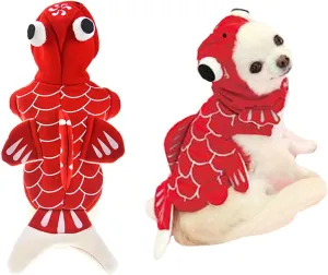 FLAdorepet Halloween Dog Cat Fish Costume,Pet Christmas Gold Fish Mermaid Outfits Cosplay Party Dress for Small Dog(Goldfish, Medium)