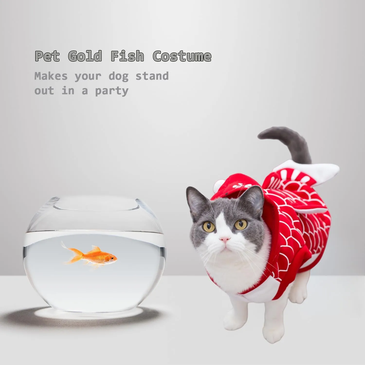 FLAdorepet Halloween Dog Cat Fish Costume,Pet Christmas Gold Fish Mermaid Outfits Cosplay Party Dress for Small Dog(Goldfish, Medium)