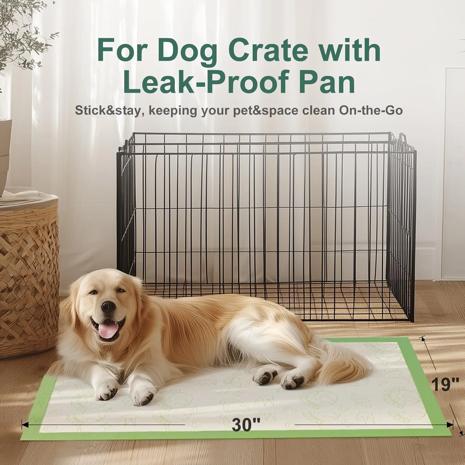 Gardner Pet Pee Pads for Dogs with Adhesive 10 Count, 19"X30" Extra Large Disposable Dog Pee Pads, Non-Slip Puppy Training Pads for Crate/Cage/Carrier
