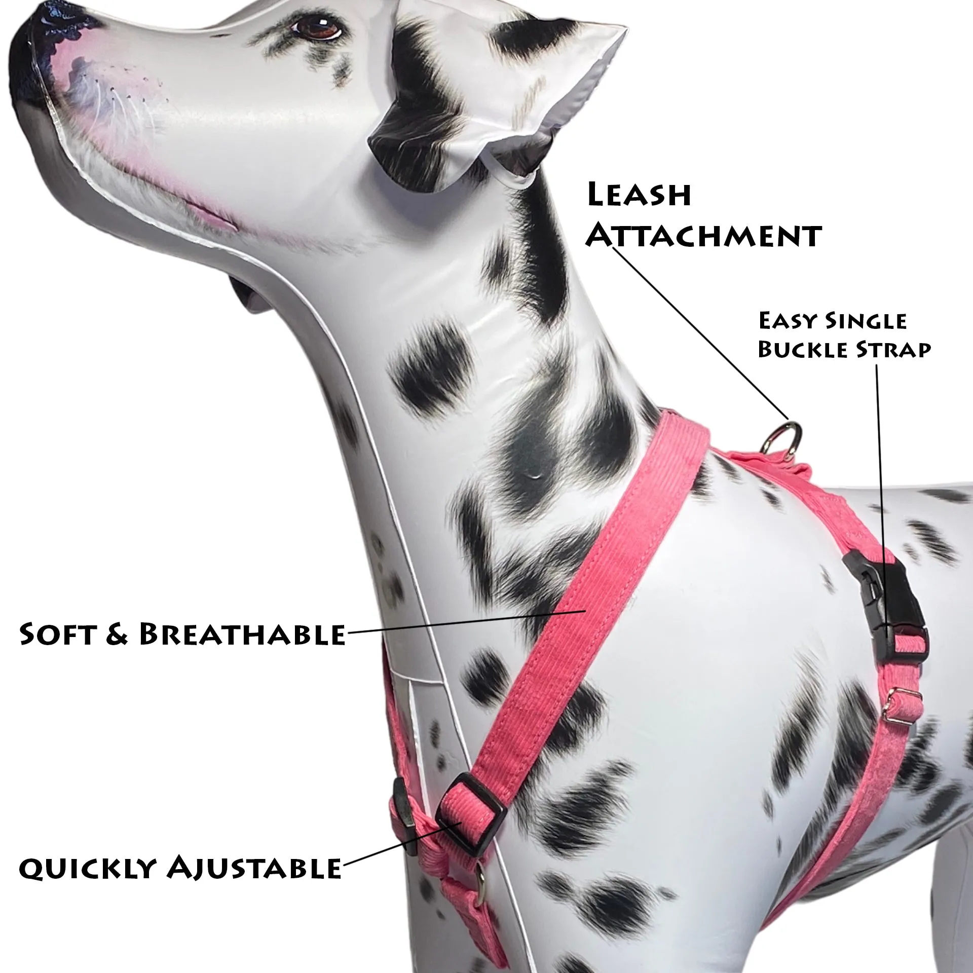 Hemp Dog Harness PINK Corduroy |The Good Dog Company