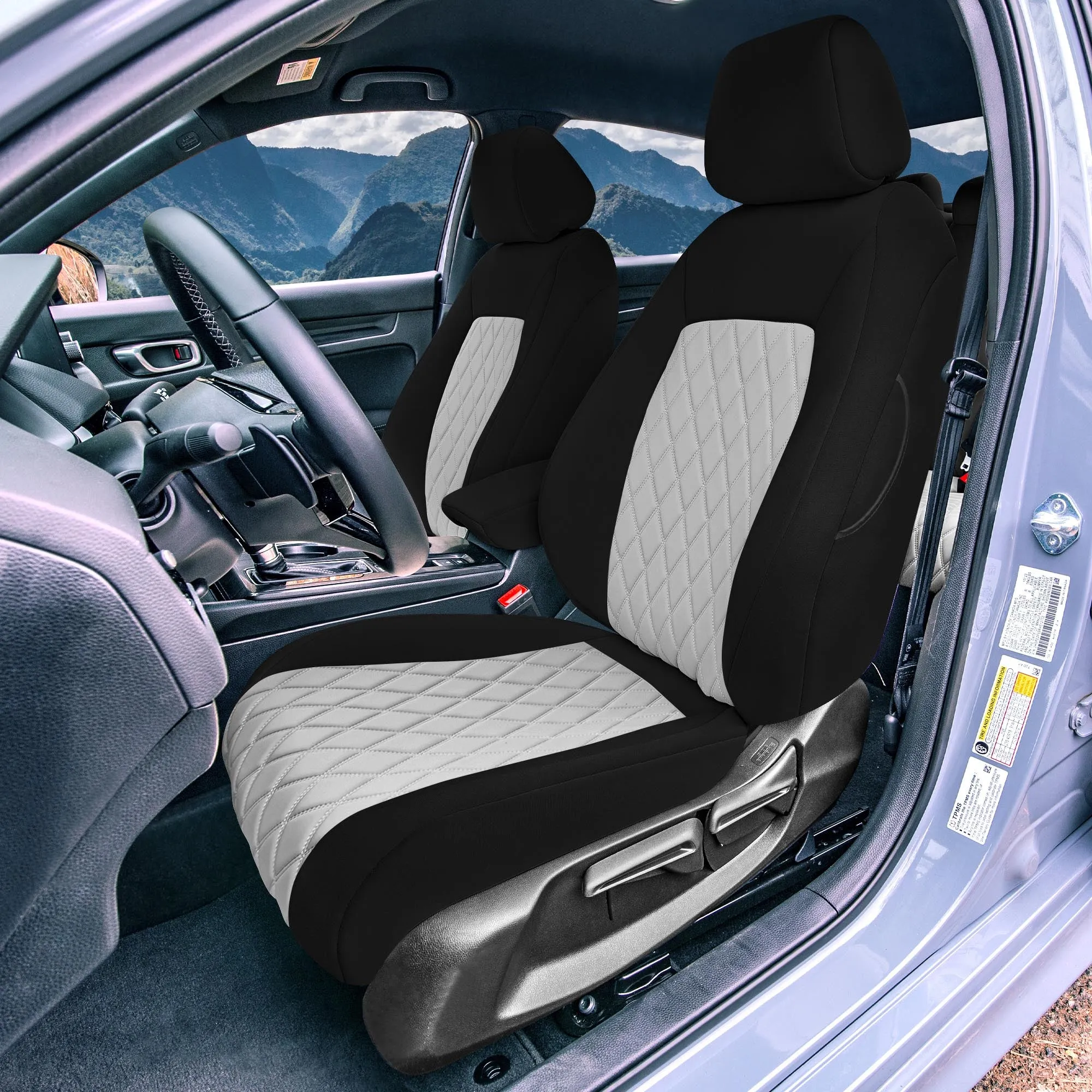 Honda Civic 2016 - 2025 Front Set Seat Covers - Gray Ultraflex Neoprene