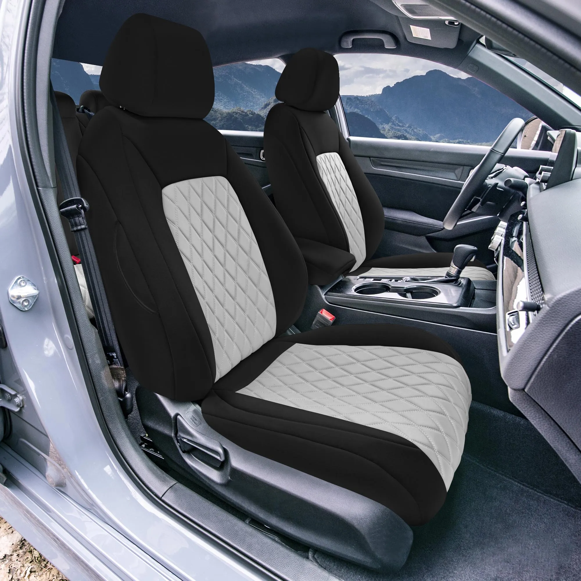 Honda Civic 2016 - 2025 Front Set Seat Covers - Gray Ultraflex Neoprene
