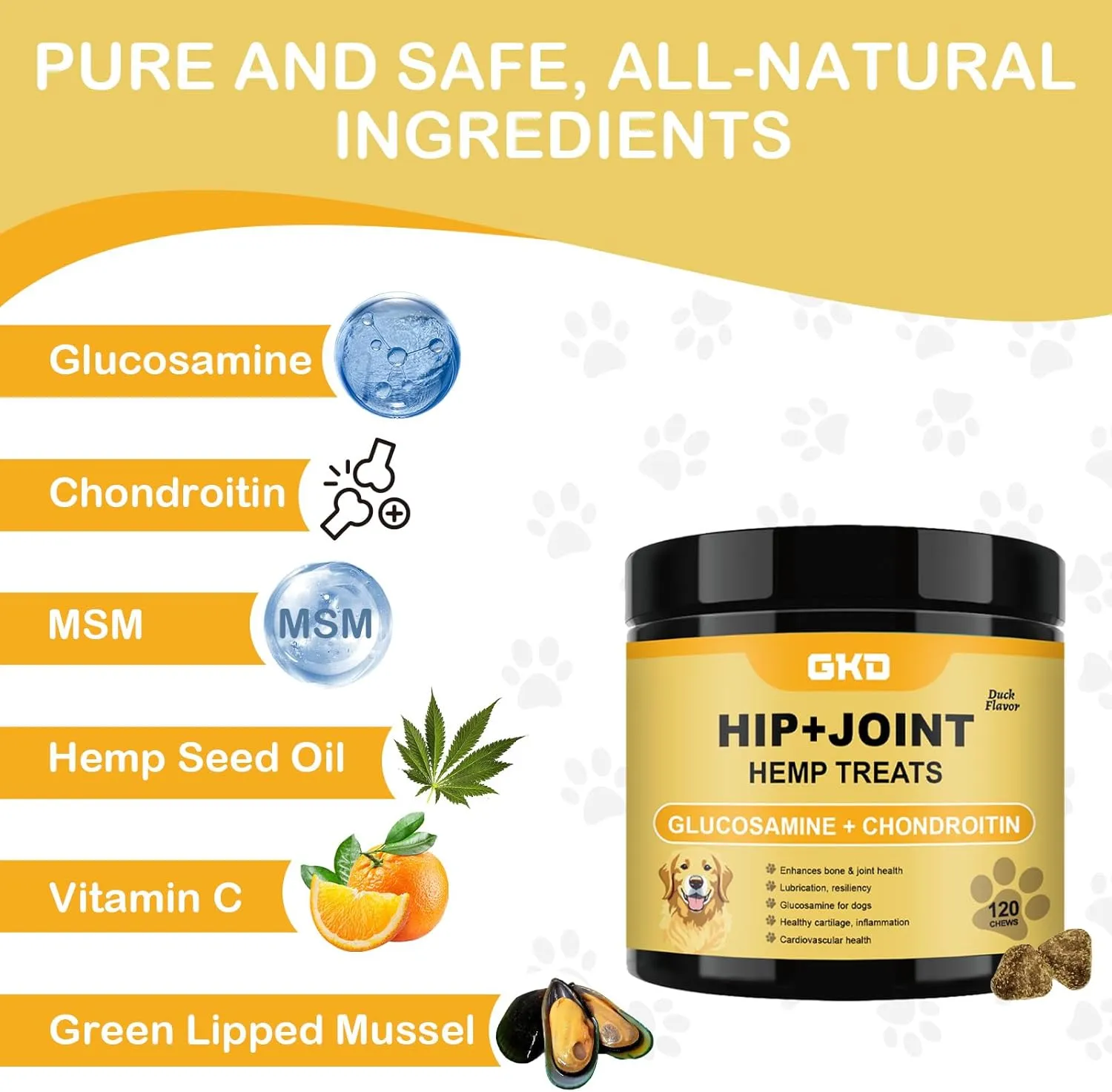 Joint Supplement for Dogs - Joint Chews for Dogs 100% Natural Ingredients, Glucosamine Chondroitin Bone Hip and Joint Supplement Dogs Aid with Relief Arthritis Pain, Care Mobility Bites Treats