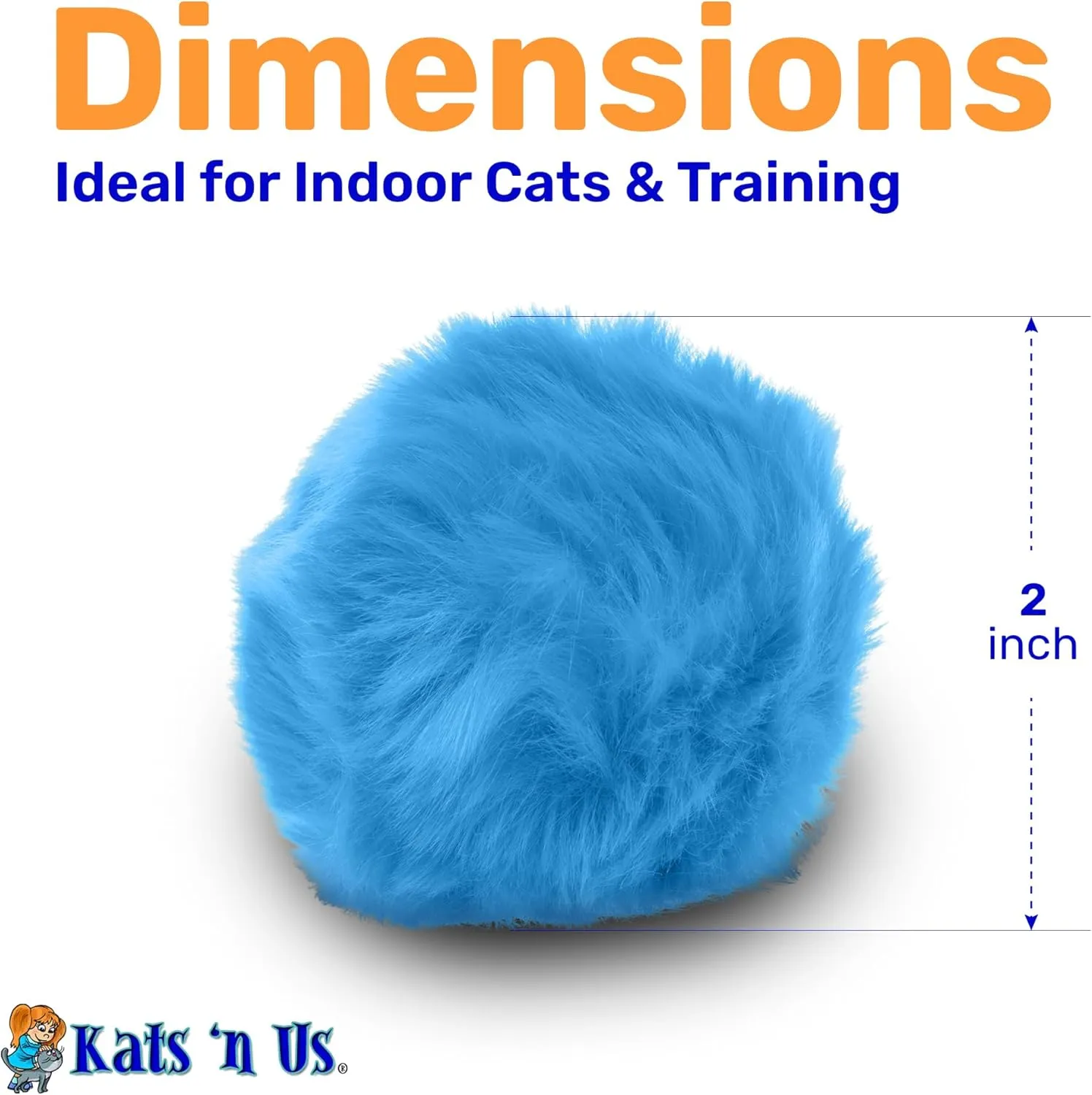 Kats'N Us Cat Ball Toy with Real Rabbit Fur - Pom Pom Balls - Multicolored Cat Pom Pom Balls 5 Pack