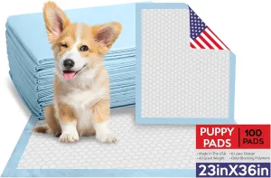 Large Puppy Pee Pads 23"x36" - Super Absorbent Dog Training Pads Disposable Pet Piddle Potty Pads for Puppies, Dogs, Cats, Rabbits, Quick Dry, Odor Control, 6-Layer, USA Made (100 Count)