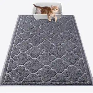 LuxStep Cat Litter Mat Litter Trapping Mat, 23x35 Inch Waterproof and Non-Slip Mat for Clean Floors, Large Litter Pad for Indoor Cat Supplies and Essentials, Grey