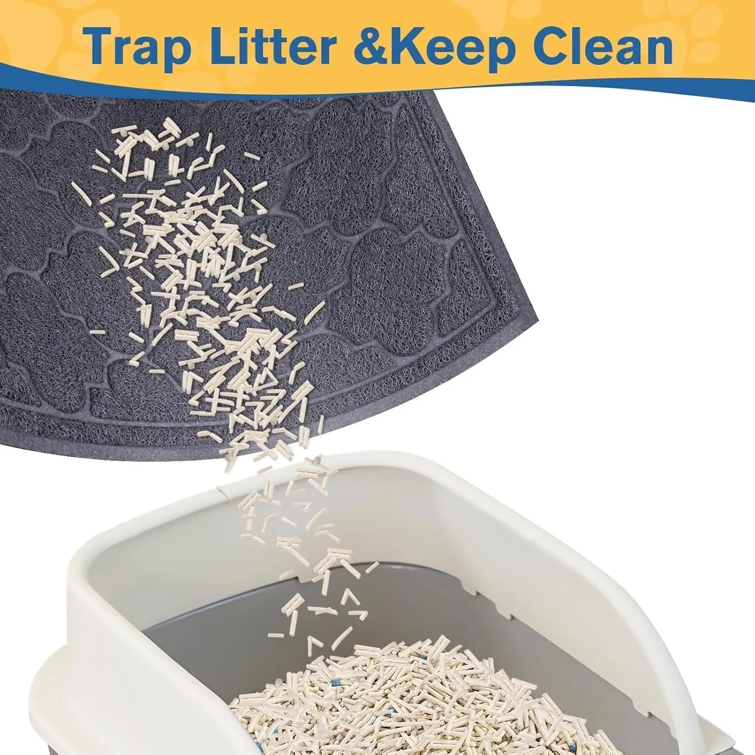 LuxStep Cat Litter Mat Litter Trapping Mat, 23x35 Inch Waterproof and Non-Slip Mat for Clean Floors, Large Litter Pad for Indoor Cat Supplies and Essentials, Grey