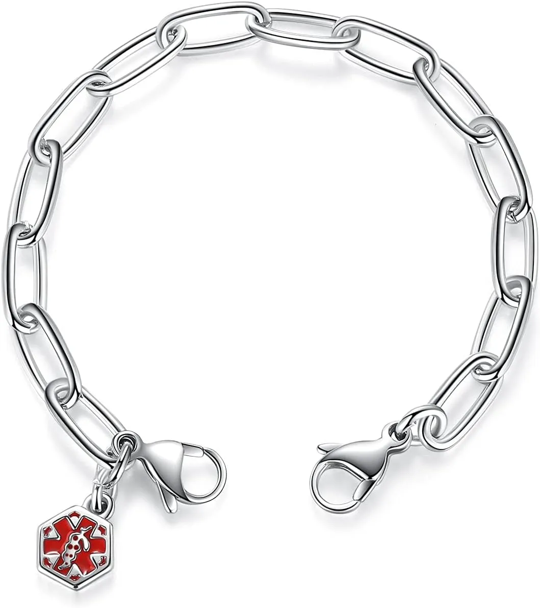 mnmoom lnterchangeable Medical Alert Bracelets-Stainless Steel Chain with lobster clasps-Just Chain