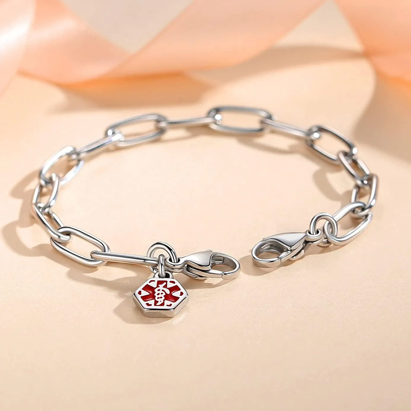 mnmoom lnterchangeable Medical Alert Bracelets-Stainless Steel Chain with lobster clasps-Just Chain