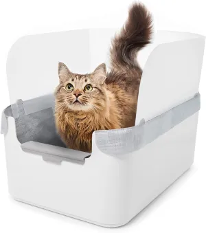 Modkat Litter Tray - Cat Litter Box with Walk-Off Platform, Splash Guard, Clips & Reusable Liner Type G - Ideal for High Pee-ers & Litter Kickers, Easy to Clean, Durable Scoop Included