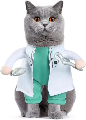 NACOCO Halloween Dog Doctor Costume - Pet Dentist Clothes Cat Funny Uniform Green Outfit Apparel Adjustable for Small Medium and Large Dogs(Green Dentist, XS)